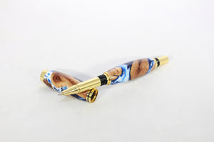 Blue White, Red White, Purple White, or Blue Yellow Swirl Grapevine Pen Blank